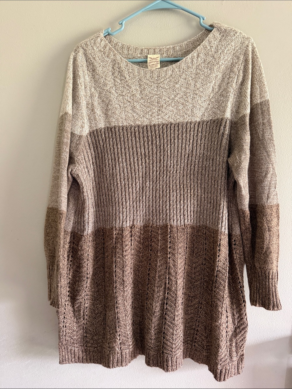 Faded Glory Taupe, brown and Cream Marled Knit Sweater